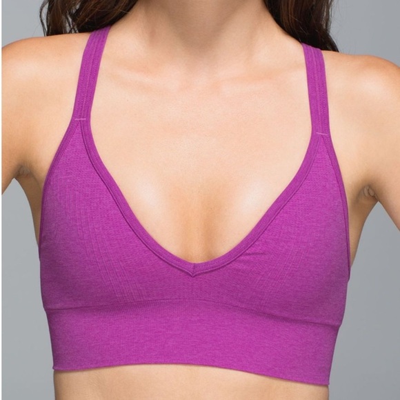 lululemon athletica Seamless Plunge Bra Heathered Ultra Violet Sz 8 - Picture 2 of 11